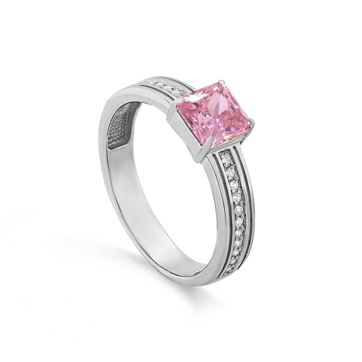 Кольцо из серебра с бриллианитом и фианитами Ювелирное изделие - Кольцо из серебра с бриллианитом и фианитами в магазине Best-Gold 127205