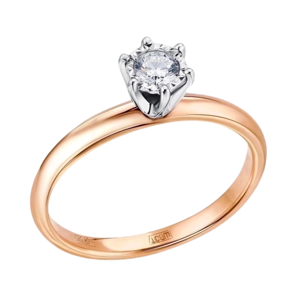 Ювелирное изделие - Кольцо помолвочное из красного золота с бриллиантом в магазине Best-Gold 099620