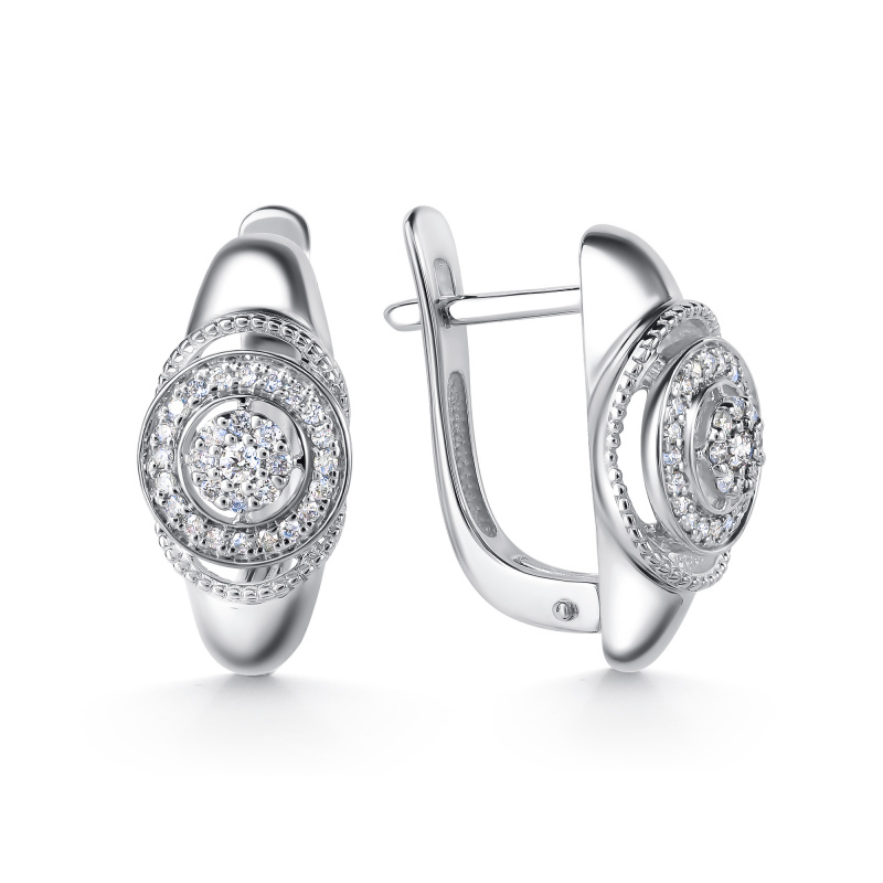 Ювелирное изделие - Серьги в белом золоте с бриллиантами в магазине Best-Gold 132321