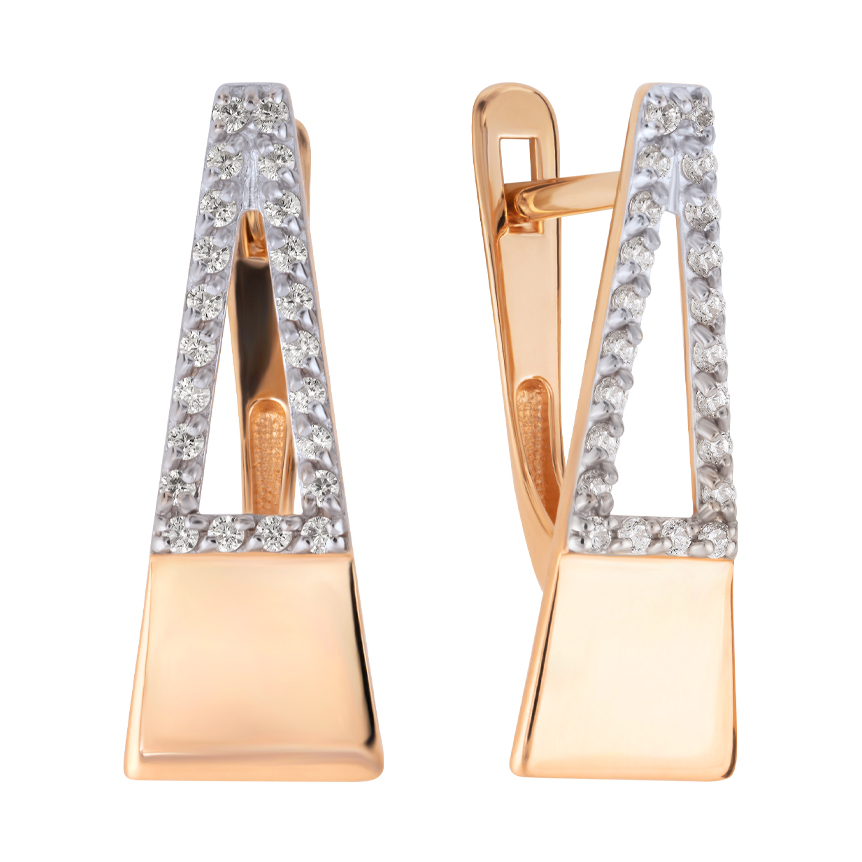 Ювелирное изделие - Серьги из красного золота с фианитами в магазине Best-Gold 107148