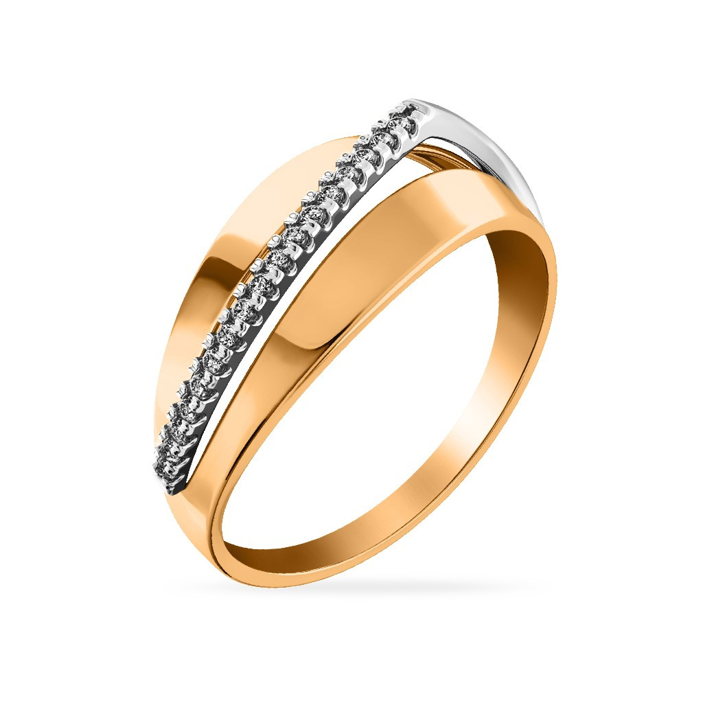 Кольцо из комбинированного золота с фианитами Ювелирное изделие - Кольцо из комбинированного золота с фианитами в магазине Best-Gold 124768