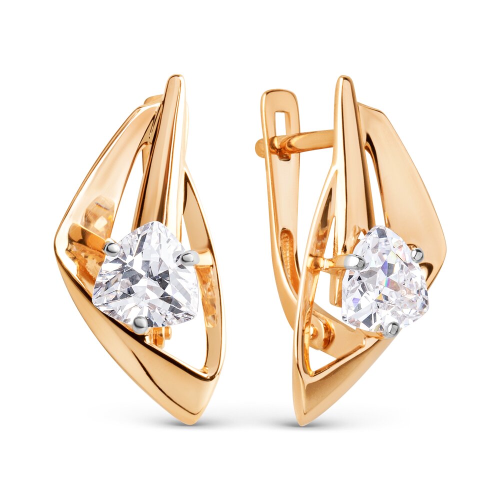 Ювелирное изделие - Серьги из красного золота с фианитами в магазине Best-Gold 103251