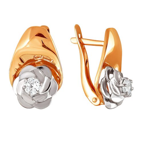 Серьги из красного золота с фианитами Ювелирное изделие - Серьги из красного золота с фианитами в магазине Best-Gold 126555