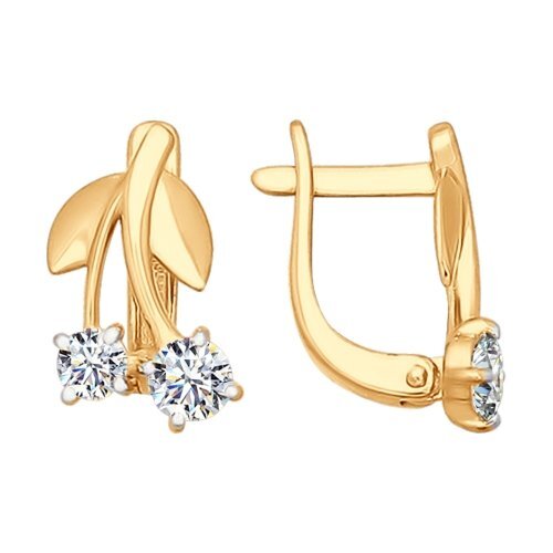 Серьги из красного золота с фианитами Ювелирное изделие - Серьги из красного золота с фианитами в магазине Best-Gold 103508