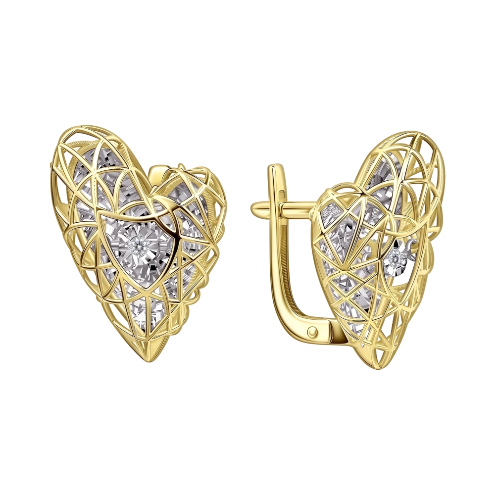 Ювелирное изделие - Серьги из желтого золота с бриллиантами в магазине Best-Gold 157289