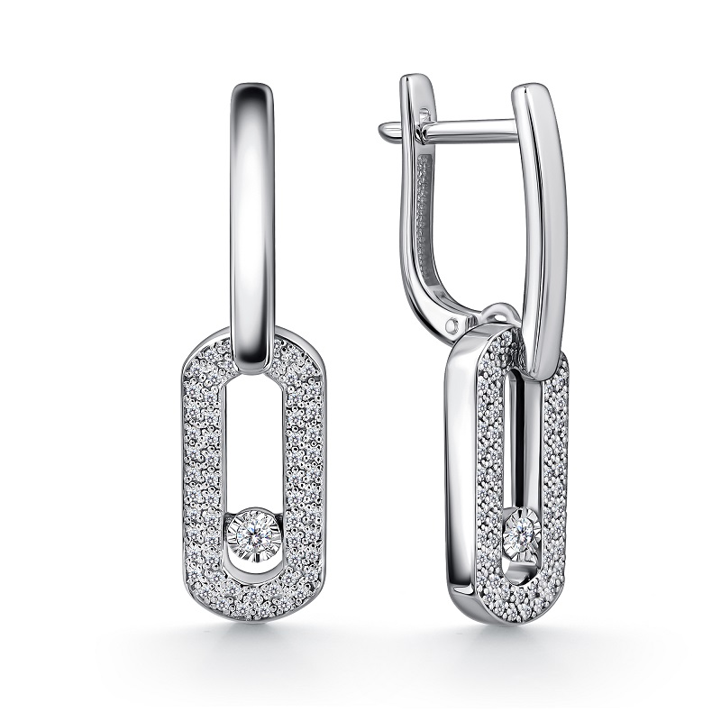 Серьги из белого золота с бриллиантами Ювелирное изделие - Серьги из белого золота с бриллиантами в магазине Best-Gold 155001