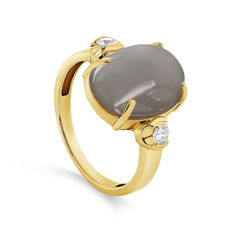 Кольцо из жёлтого золота с лунным камнем и бриллиантами Ювелирное изделие - Кольцо из жёлтого золота с лунным камнем и бриллиантами в магазине Best-Gold 045707