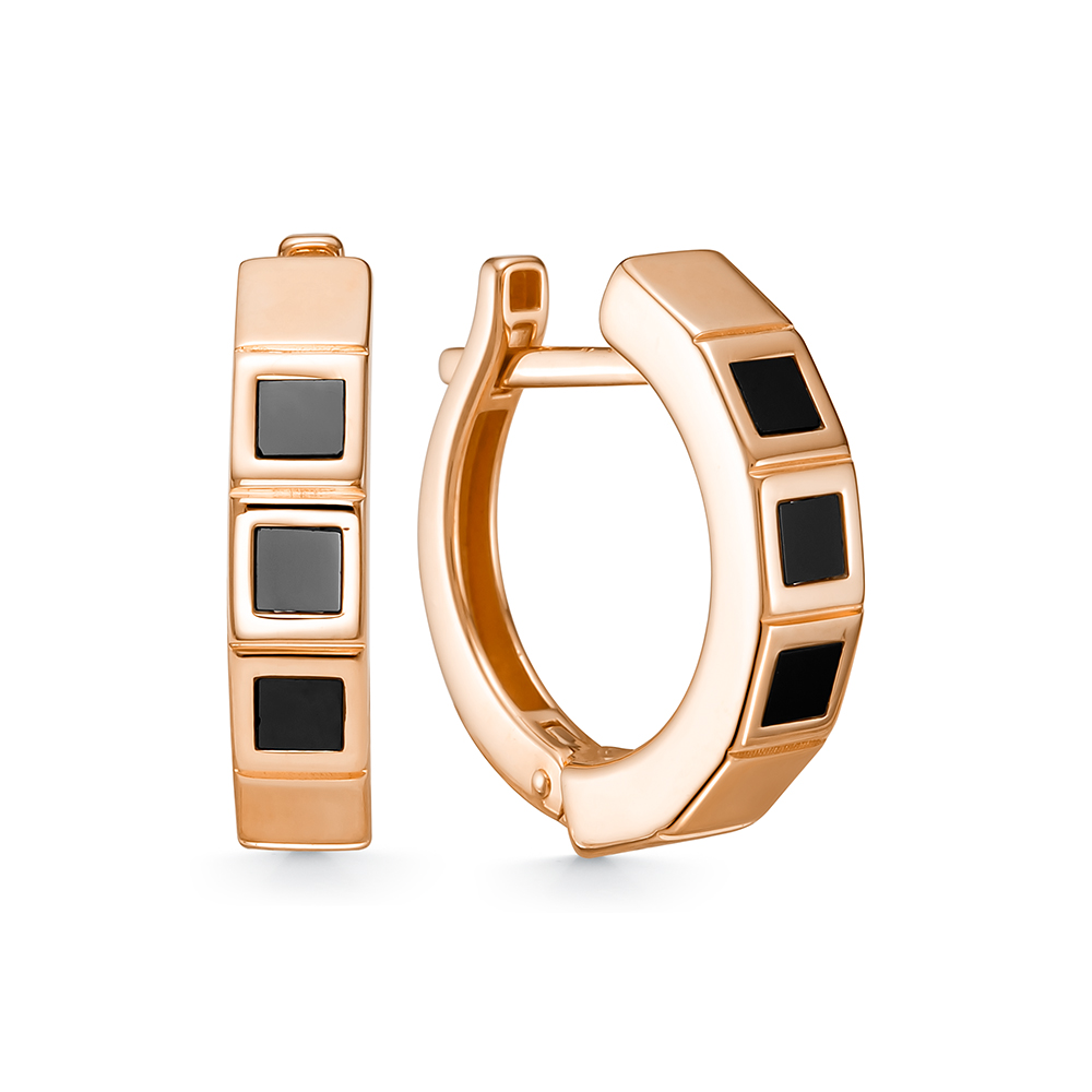 Ювелирное изделие - Серьги из красного золота с ониксом в магазине Best-Gold 157780