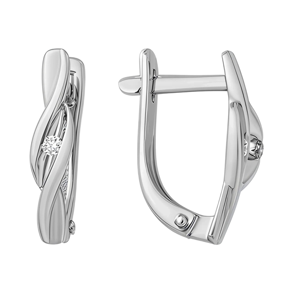 Ювелирное изделие - Серьги из серебра с бриллиантами в магазине Best-Gold 153516