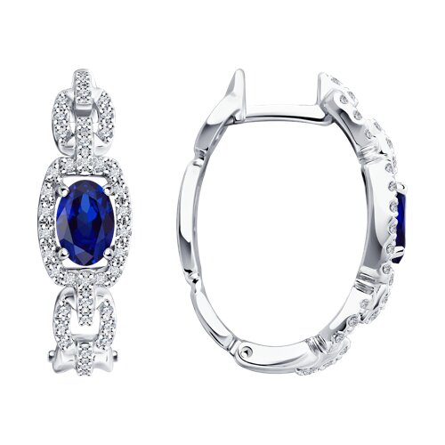 Серьги из белого золота с сапфирами и бриллиантами Ювелирное изделие - Серьги из белого золота с сапфирами и бриллиантами в магазине Best-Gold 144650