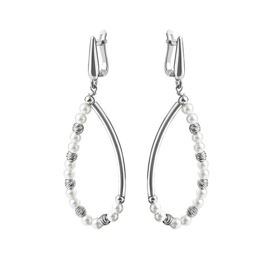 Серьги из серебра с жемчугом Ювелирное изделие - Серьги из серебра с жемчугом в магазине Best-Gold 021882