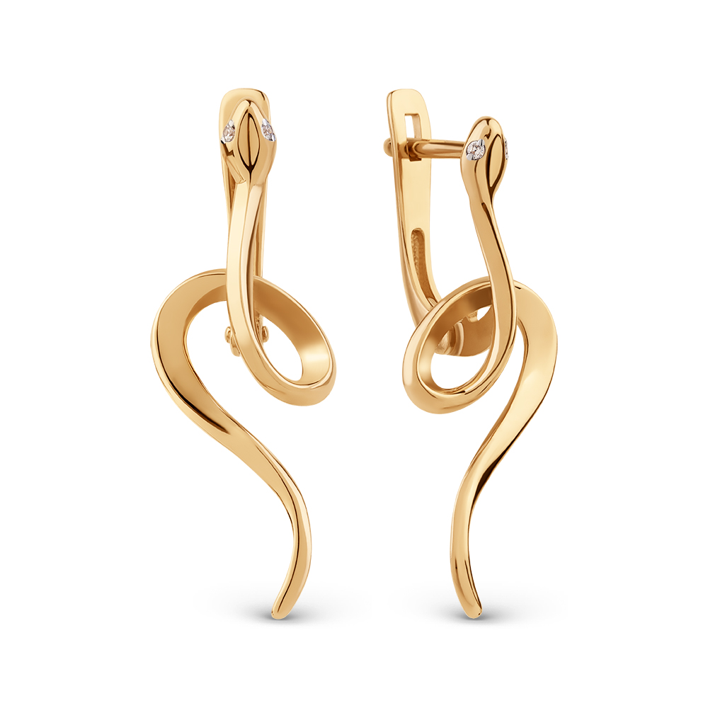 Серьги из красного золота с фианитами Ювелирное изделие - Серьги из красного золота с фианитами в магазине Best-Gold 151597