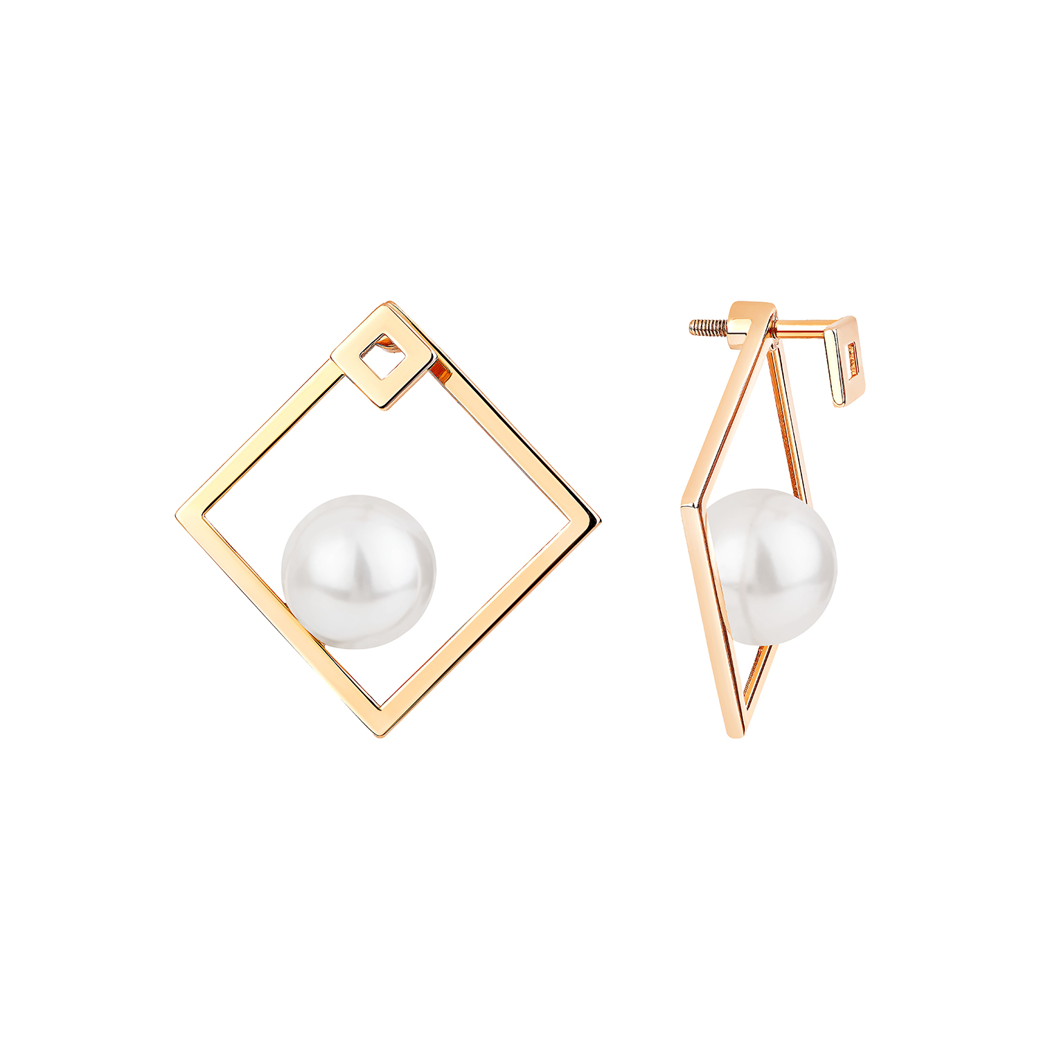 Ювелирное изделие - Серьги из красного золота с жемчугом в магазине Best-Gold 132553