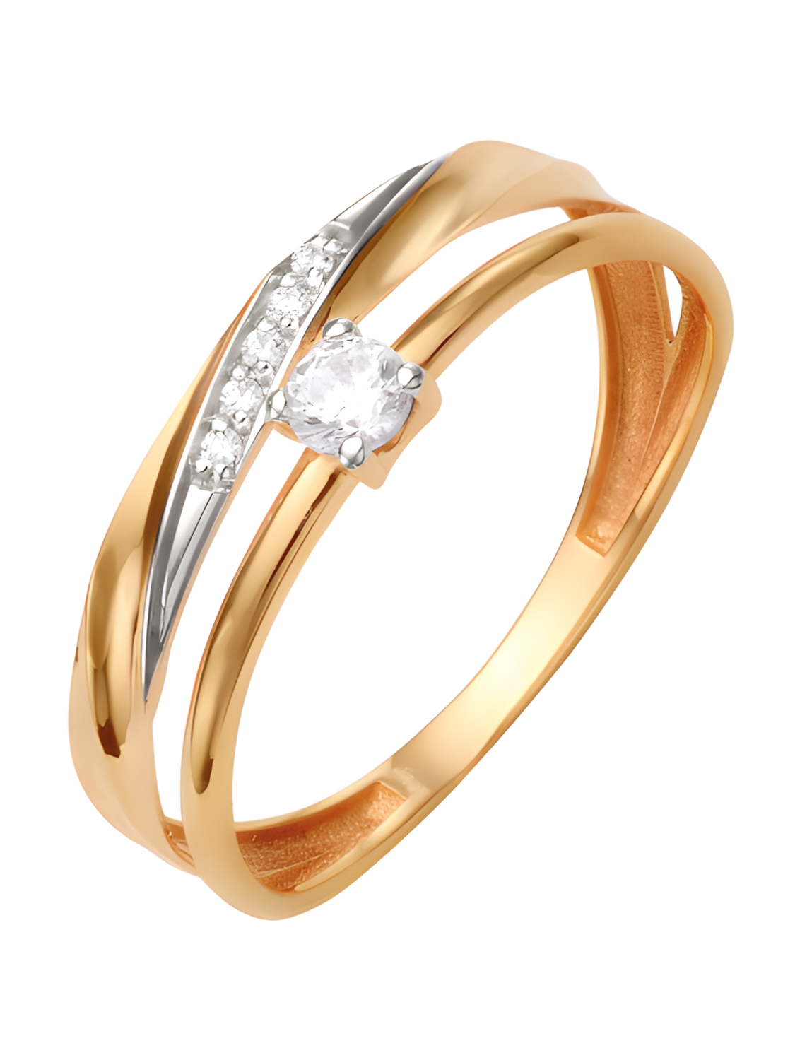 Кольцо из красного золота с фианитами