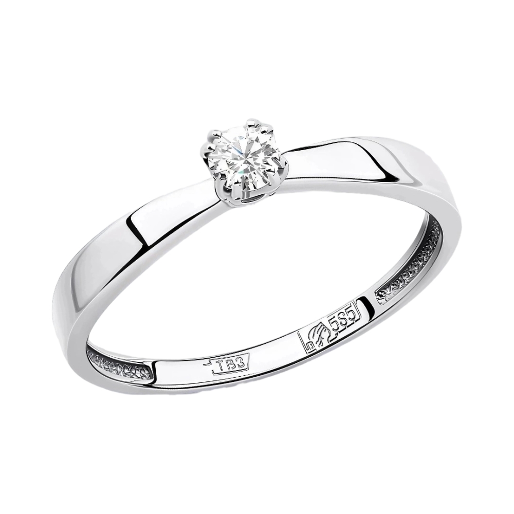 Ювелирное изделие - Кольцо помолвочное из белого золота с фианитом в магазине Best-Gold 042377