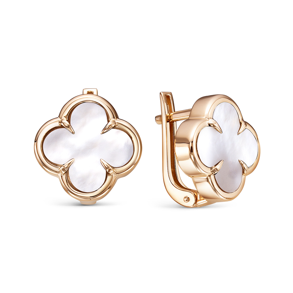 Серьги из красного золота с перламутрами Ювелирное изделие - Серьги из красного золота с перламутрами в магазине Best-Gold 124042