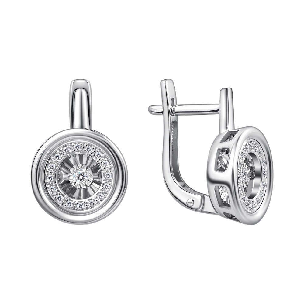 Ювелирное изделие - Серьги из белого золота с бриллиантами в магазине Best-Gold 152113