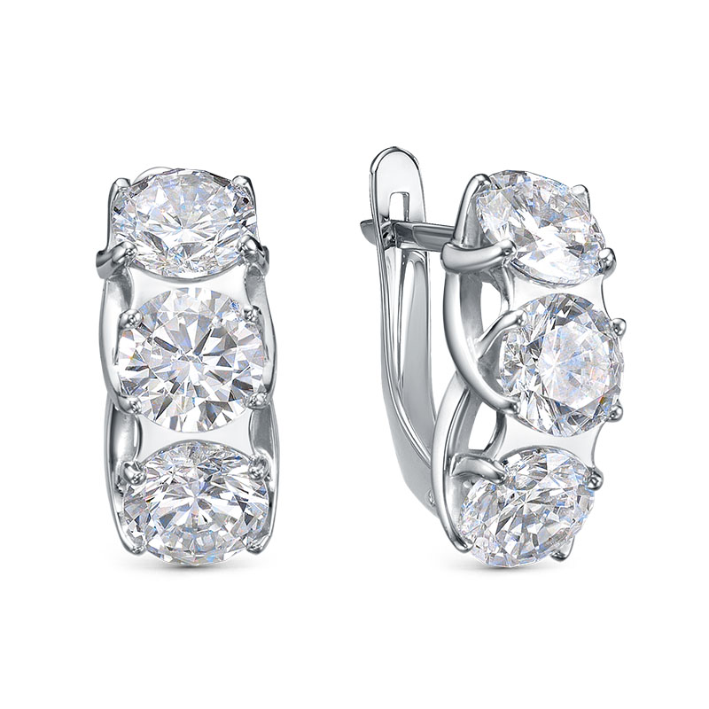 Ювелирное изделие - Серьги из серебра с фианитами в магазине Best-Gold 146943