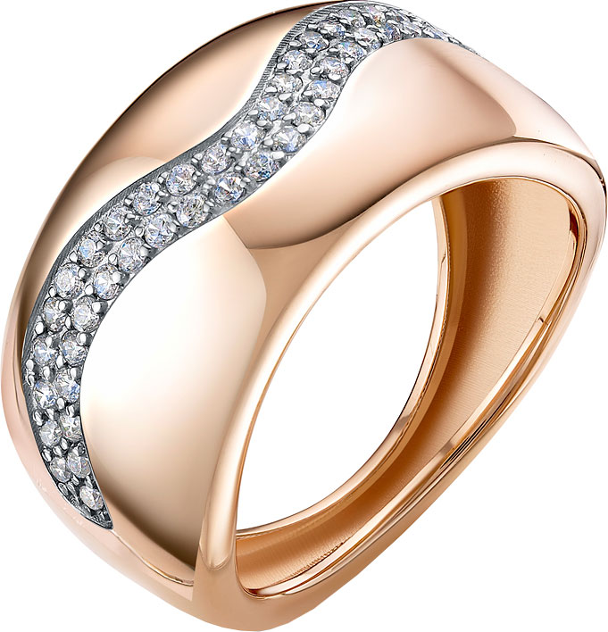 Ювелирное изделие - Кольцо из красного золота с фианитами в магазине Best-Gold 034934