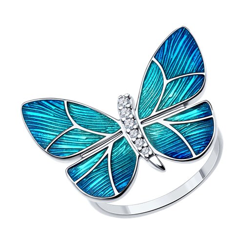 Кольцо из серебра с фианитами и эмалью Ювелирное изделие - Кольцо из серебра с фианитами и эмалью в магазине Best-Gold 123426