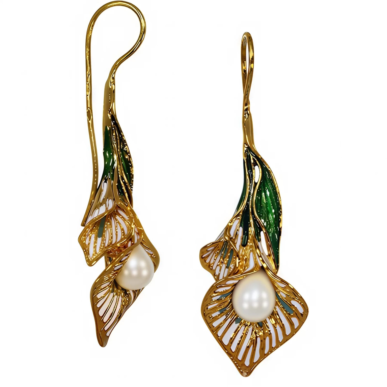 Ювелирное изделие - Серьги из серебра с жемчугом и фианитами в магазине Best-Gold 142761