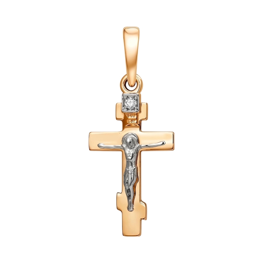 Ювелирное изделие - Крест из красного золота с бриллиантом в магазине Best-Gold 156084