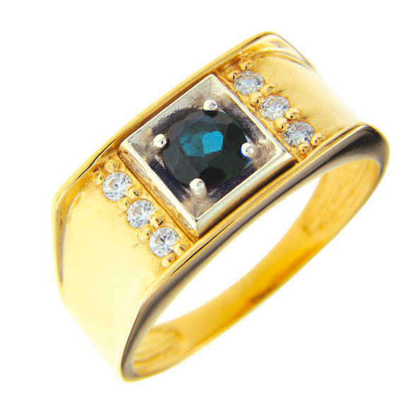 Печатка мужская из комбинированного золота с сапфиром и бриллиантами Ювелирное изделие - Печатка мужская из комбинированного золота с сапфиром и бриллиантами в магазине Best-Gold 083551