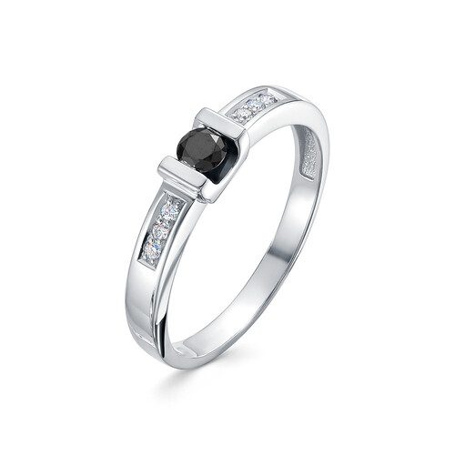 Кольцо из белого золота с чёрными бриллиантами Ювелирное изделие - Кольцо из белого золота с чёрными бриллиантами в магазине Best-Gold 035505