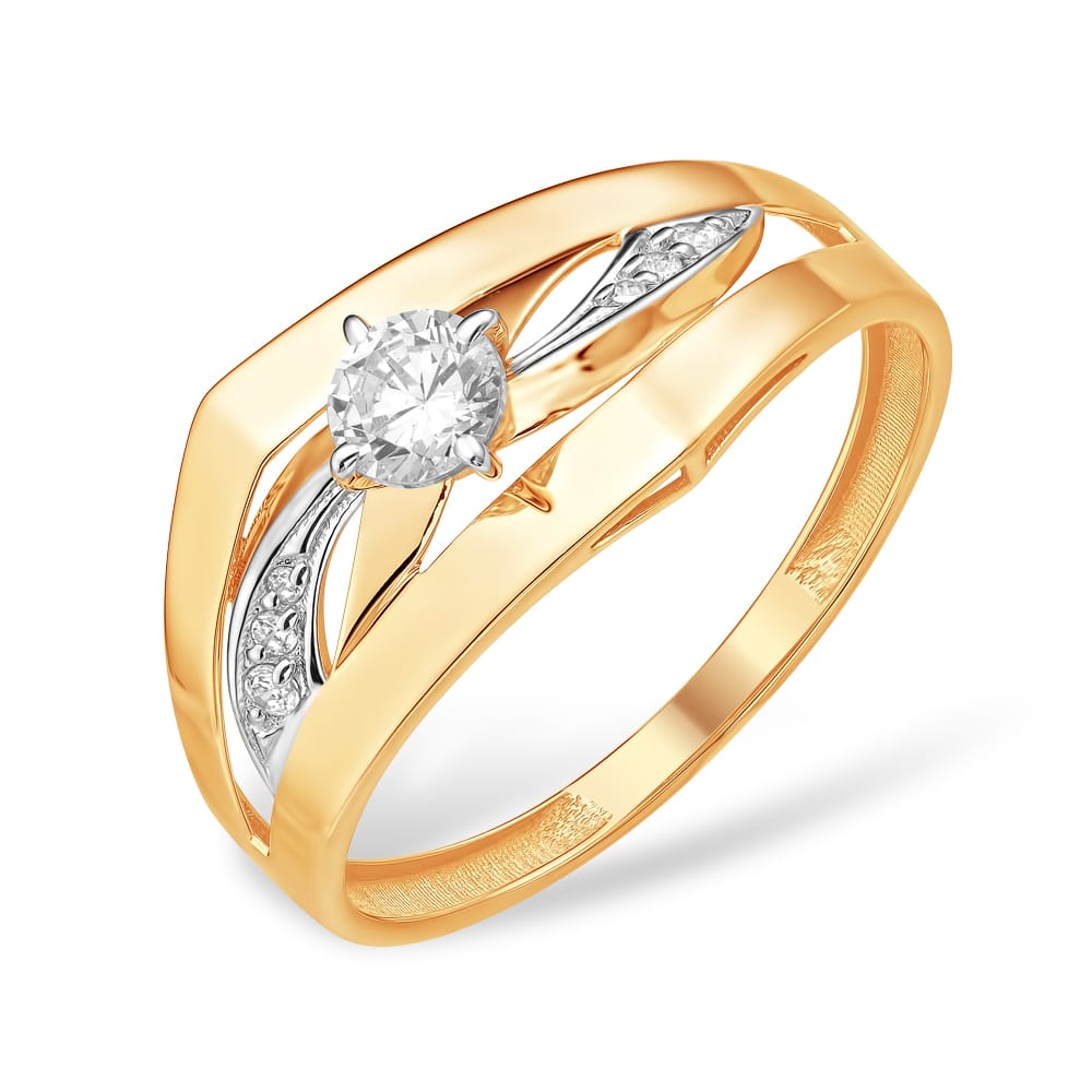 Кольцо из красного золота с фианитами