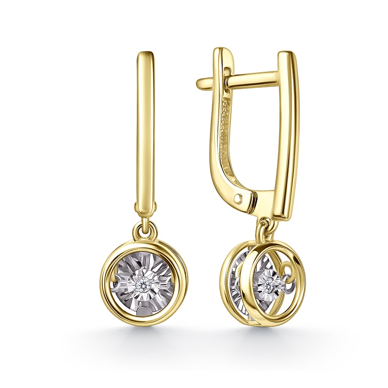 Серьги из желтого золота с бриллиантами