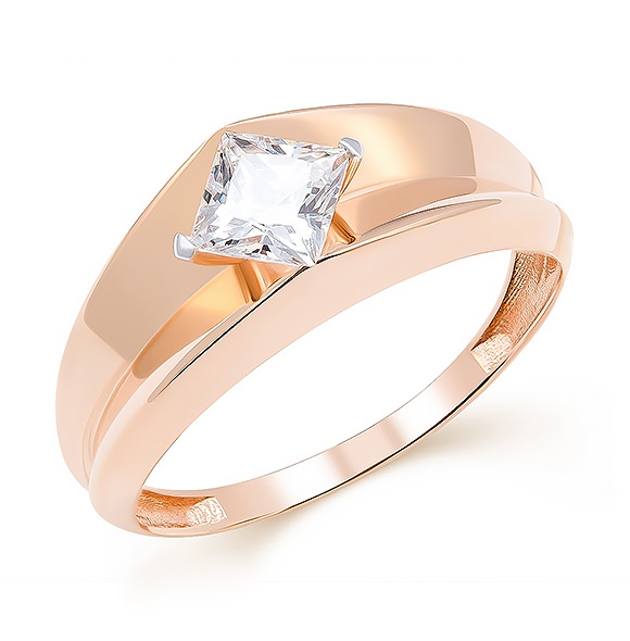 Кольцо из красного золота с фианитом