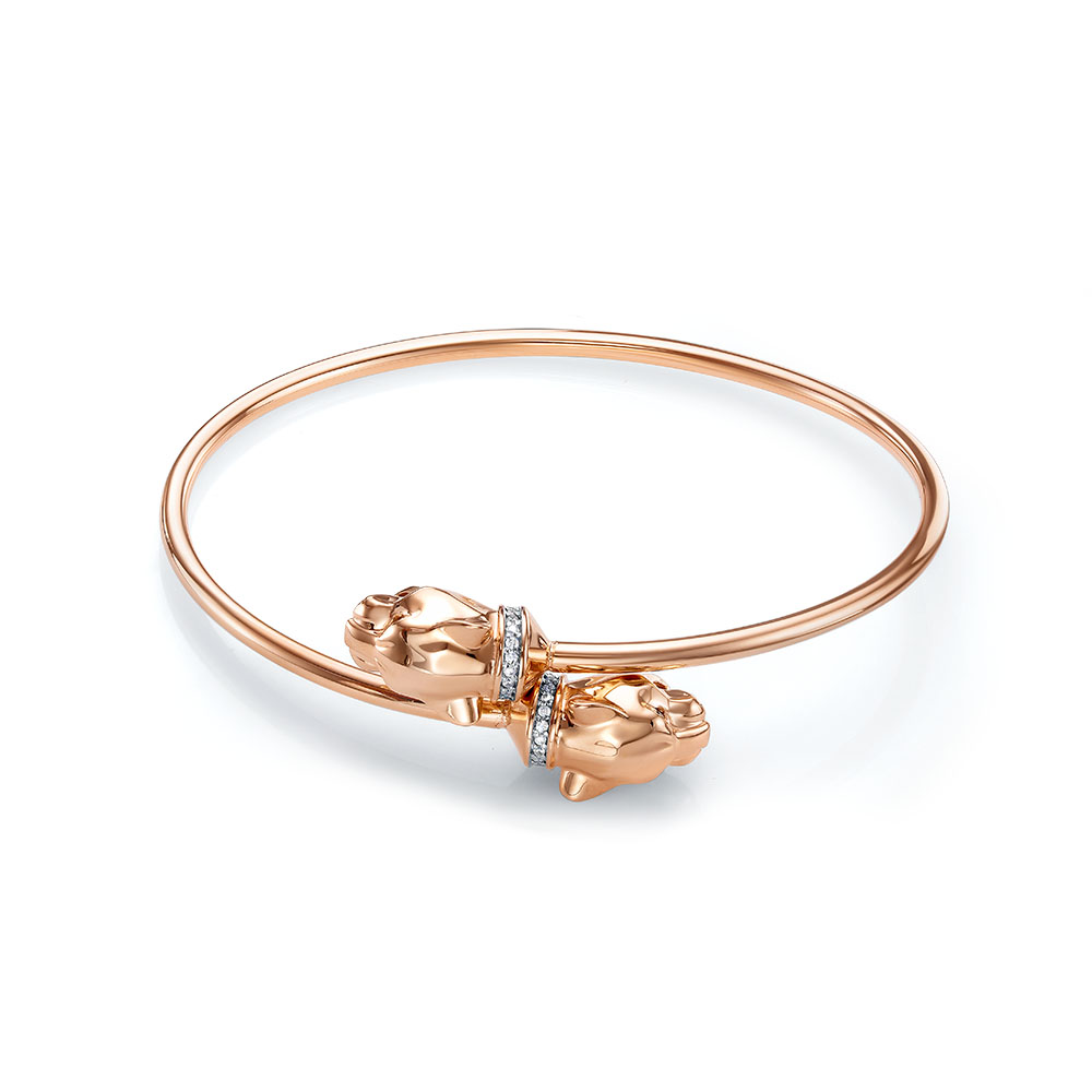 Браслет жесткий из красного золота с фианитами Ювелирное изделие - Браслет жесткий из красного золота с фианитами в магазине Best-Gold 151005