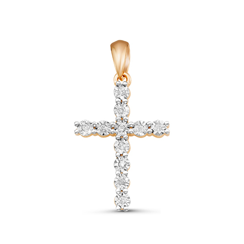 Ювелирное изделие - Крест из красного золота с бриллиантами в магазине Best-Gold 014645