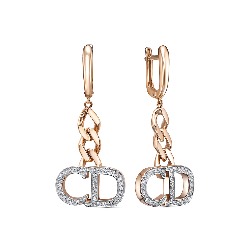 Серьги из красного золота с фианитами Ювелирное изделие - Серьги из красного золота с фианитами в магазине Best-Gold 125968