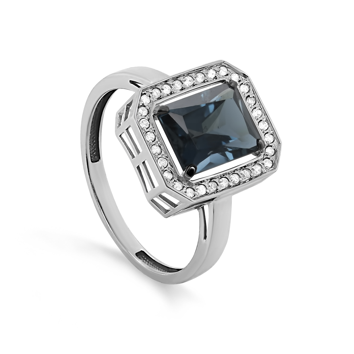 Кольцо из белого золота с бриллиантами и топазом Ювелирное изделие - Кольцо из белого золота с бриллиантами и топазом в магазине Best-Gold 141736