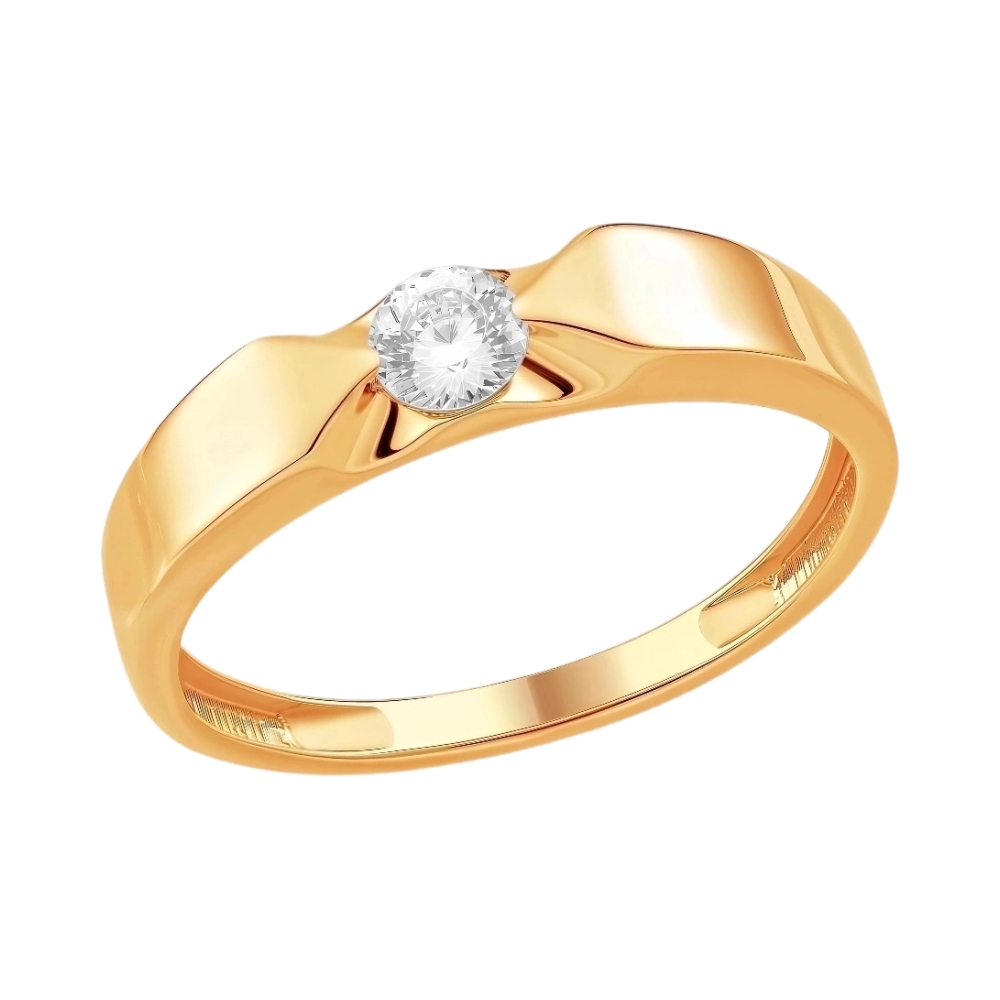 Ювелирное изделие - Кольцо помолвочное из красного золота с фианитами в магазине Best-Gold 142642