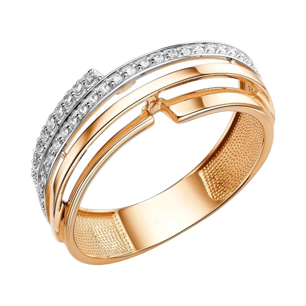 Ювелирное изделие - Кольцо из красного золота с фианитами в магазине Best-Gold 151568