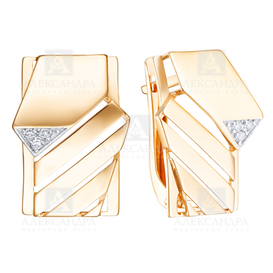 Серьги из красного золота с фианитами Ювелирное изделие - Серьги из красного золота с фианитами в магазине Best-Gold 140068
