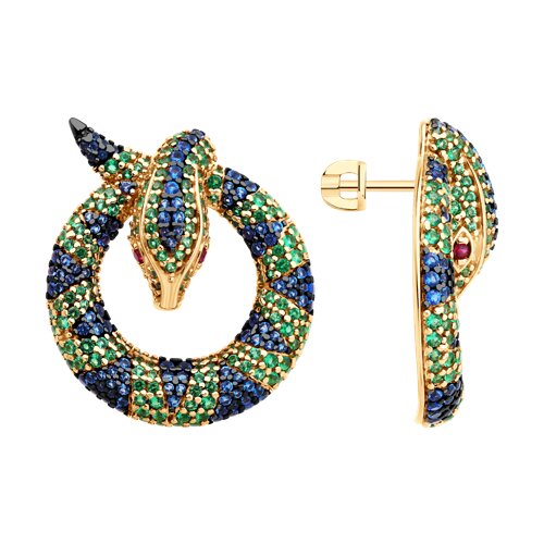 Серьги из серебра с фианитами и корундом Ювелирное изделие - Серьги из серебра с фианитами и корундом в магазине Best-Gold 152745