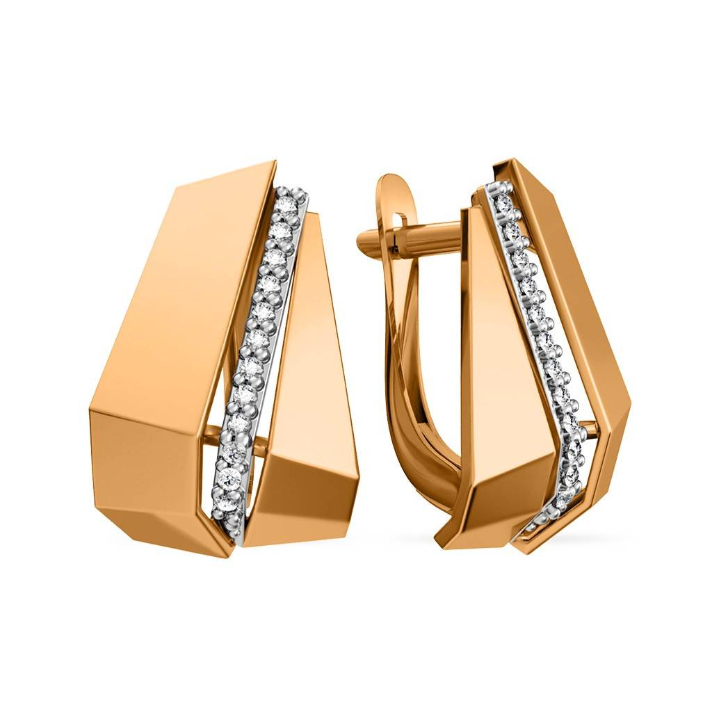 Ювелирное изделие - Серьги из красного золота с фианитами в магазине Best-Gold 076676