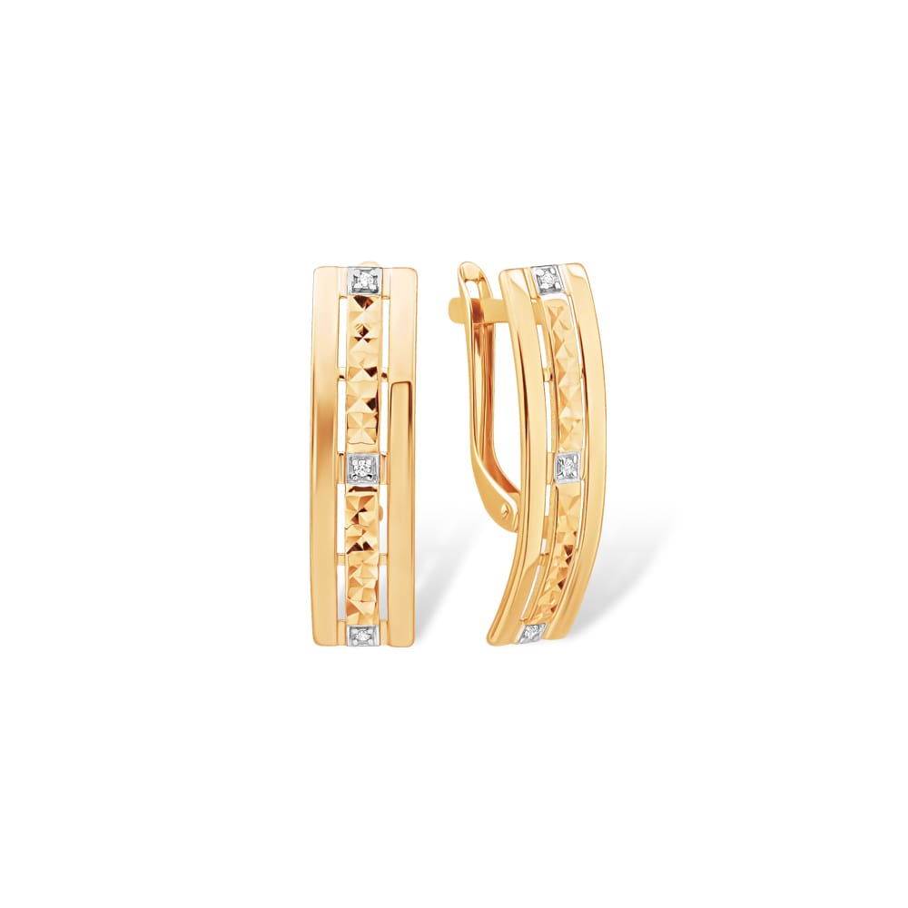 Серьги из красного золота с фианитами