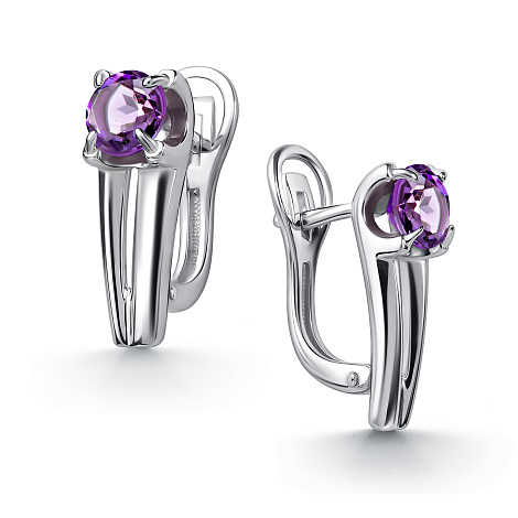 Серьги из серебра с аметистом
