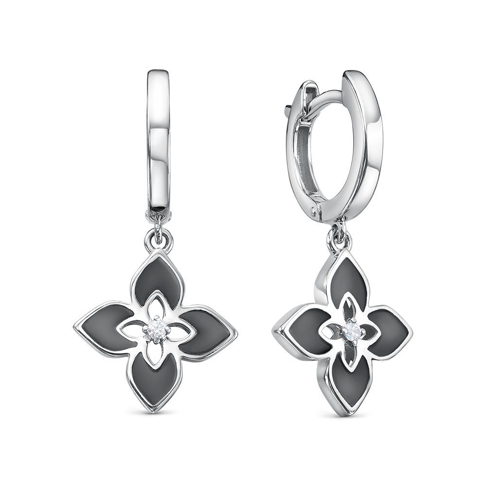 Серьги из серебра с фианитами