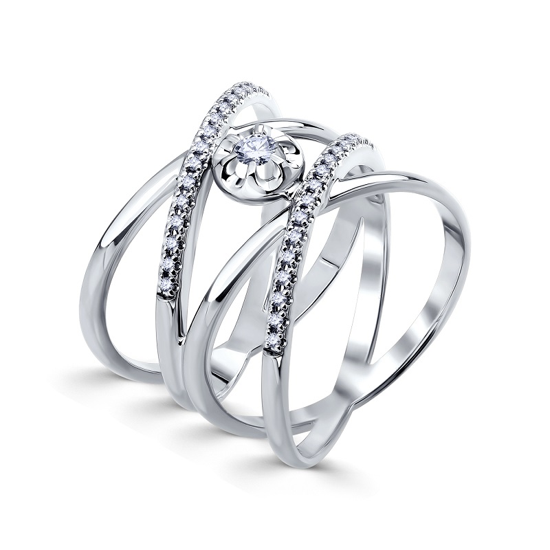 Кольцо из белого золота с бриллиантами