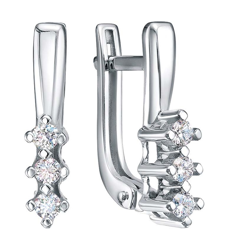 Ювелирное изделие - Серьги из белого золота с бриллиантами в магазине Best-Gold 079382