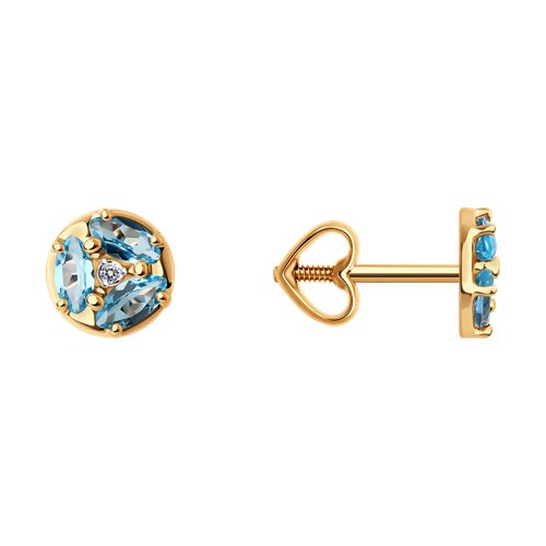 Ювелирное изделие - Серьги из красного золота с топазами и фианитами в магазине Best-Gold 125606