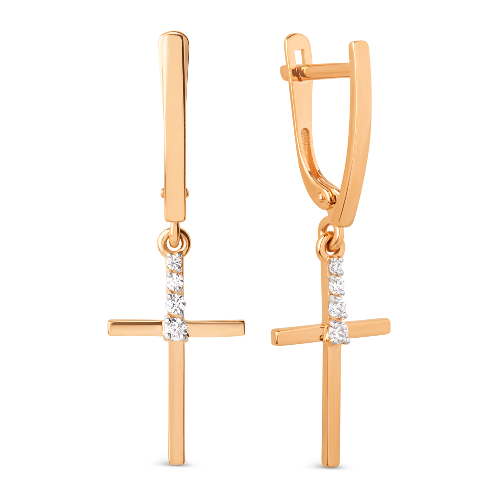 Серьги из красного золота с фианитами Ювелирное изделие - Серьги из красного золота с фианитами в магазине Best-Gold 102779