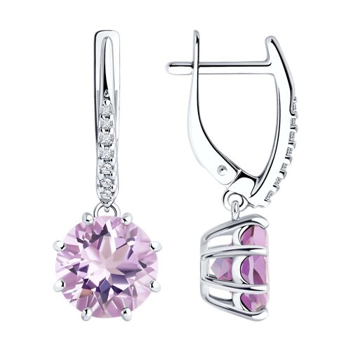 Серьги из серебра с аметистом и фианитами Ювелирное изделие - Серьги из серебра с аметистом и фианитами в магазине Best-Gold 131955