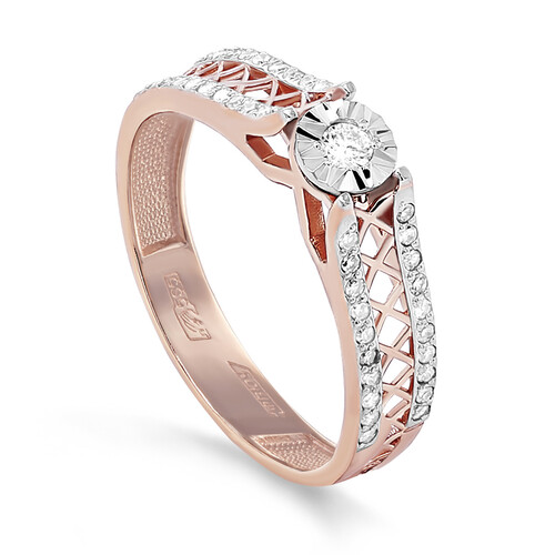 Кольцо из красного золота с бриллиантами Ювелирное изделие - Кольцо из красного золота с бриллиантами в магазине Best-Gold 097109