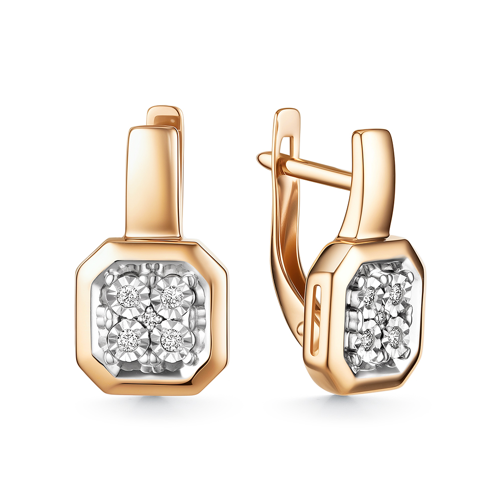 Серьги из красного золота с бриллиантами